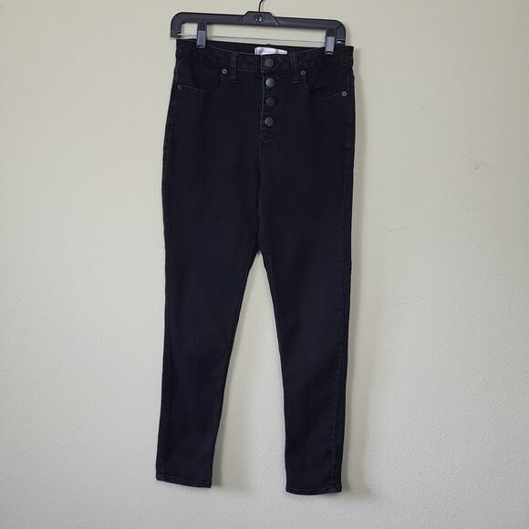 No Boundaries Womens Black Dark Wash High Rise Denim Skinny Jeans Size 11 - Picture 1 of 9